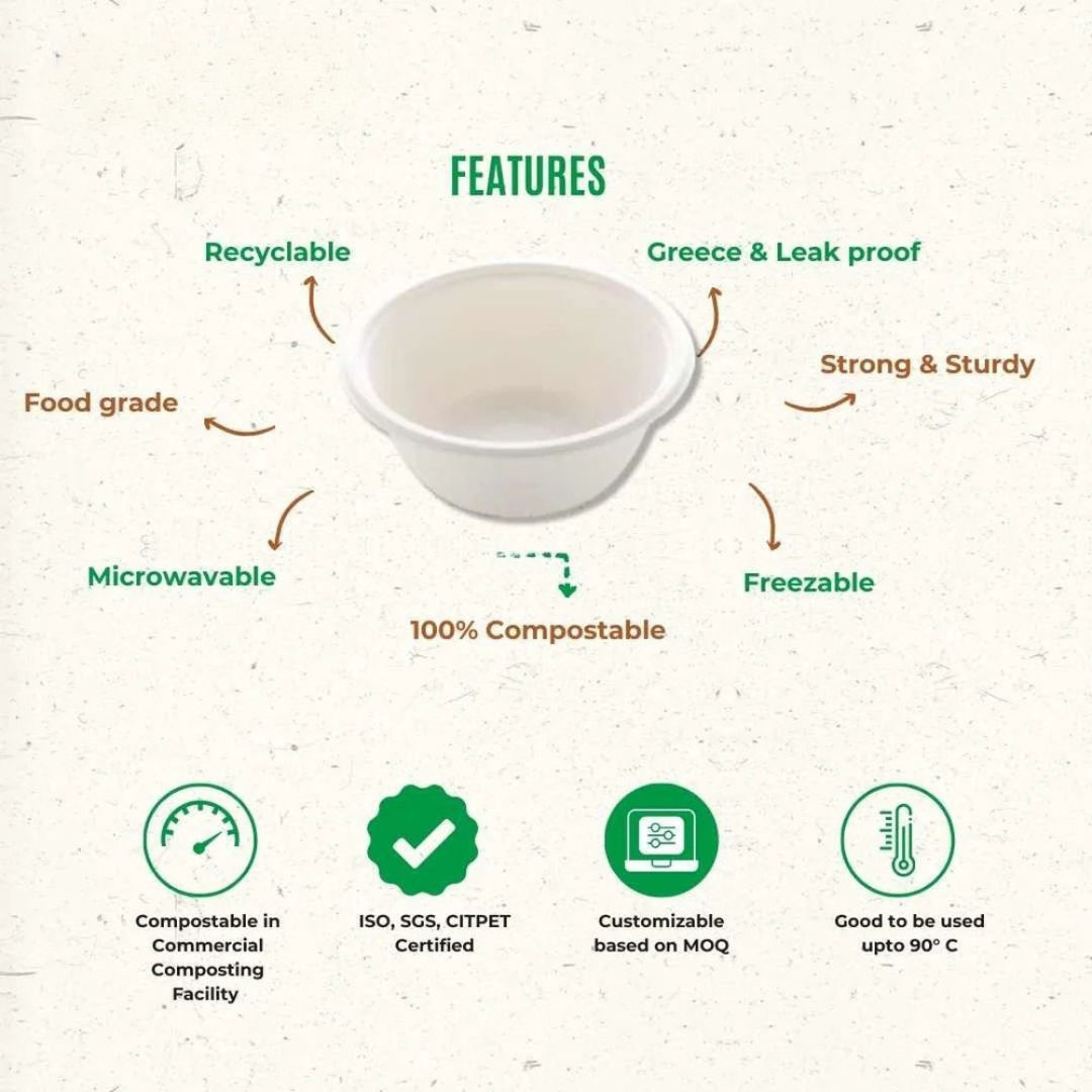180 ML Bagasse Disposable Bowl